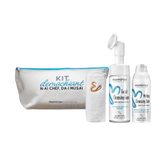 Makeup remover kit with cleansing foam, makeup melting balm, and spa cotton towel + gift pouch