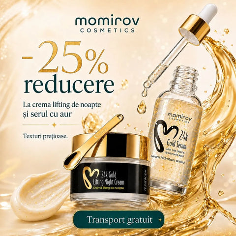 24K Gold and Hyaluronic Acid Serum + 24K Gold Night Lifting Cream with 10% Tens-up