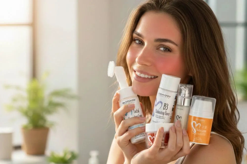 Morning routine for sensitive skin with redness