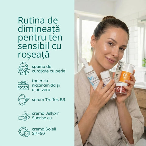 Morning routine for sensitive skin with redness