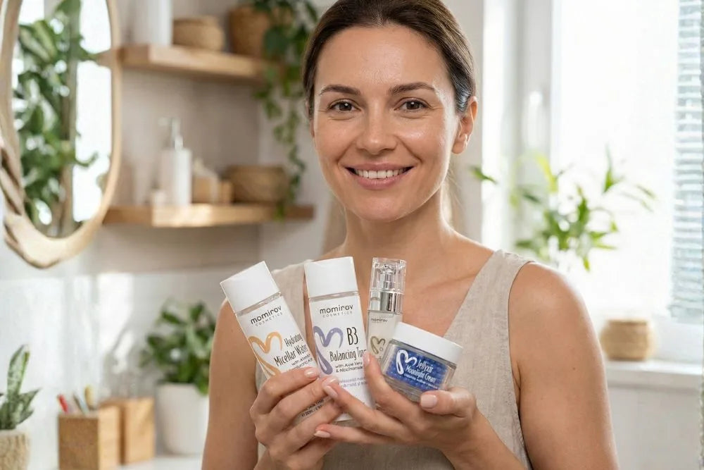Evening routine for sensitive skin with redness
