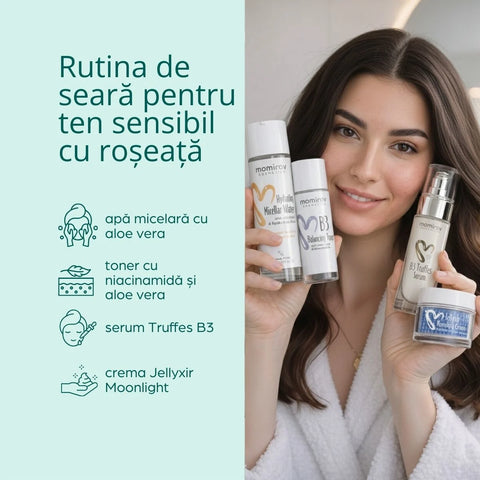 Evening routine for sensitive skin with redness