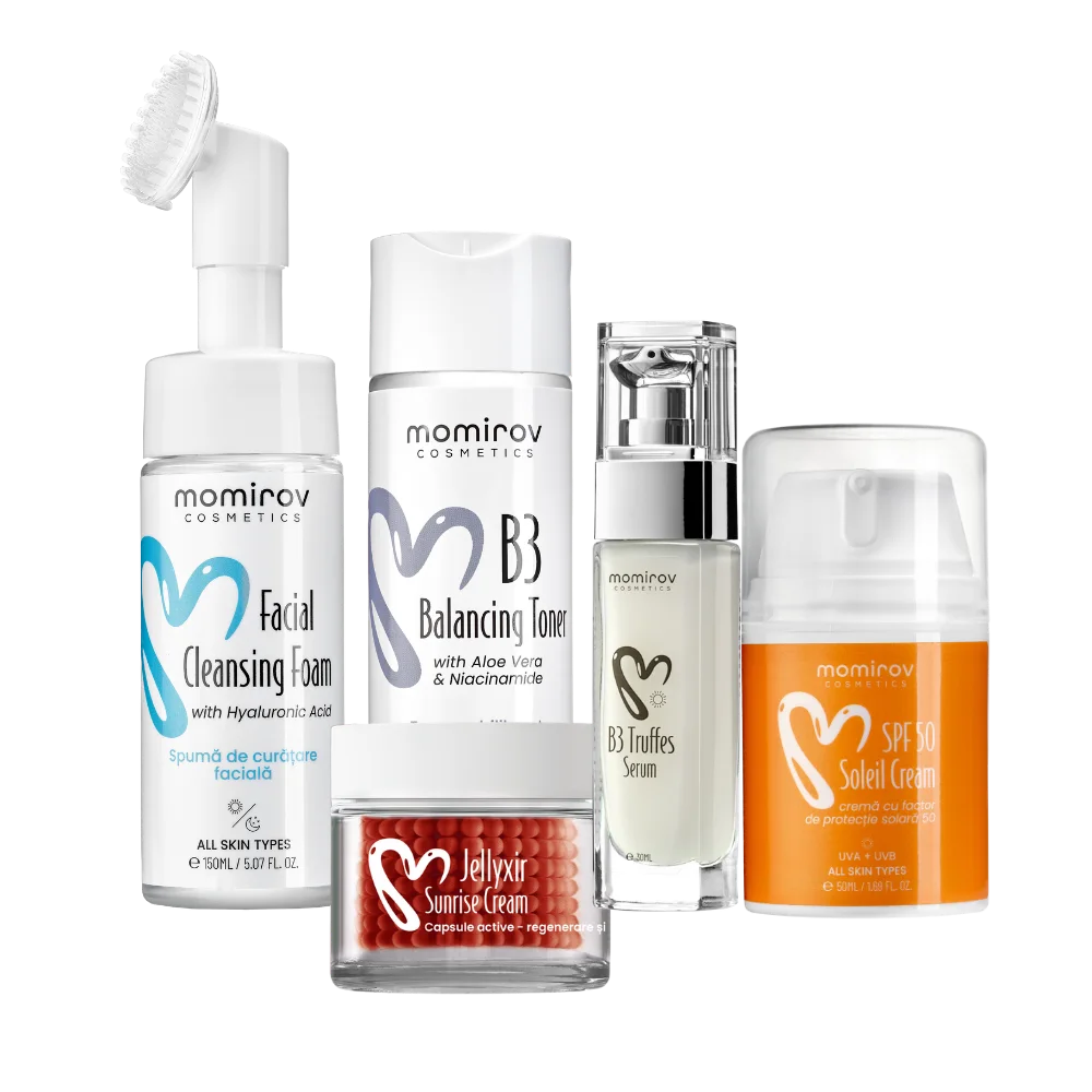 Morning routine for sensitive skin with redness
