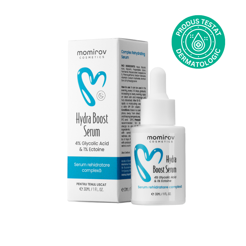 Hydra Boost Serum with 4% Glycolic Acid and 1% Ectoin for Dry Skin, 30 ml